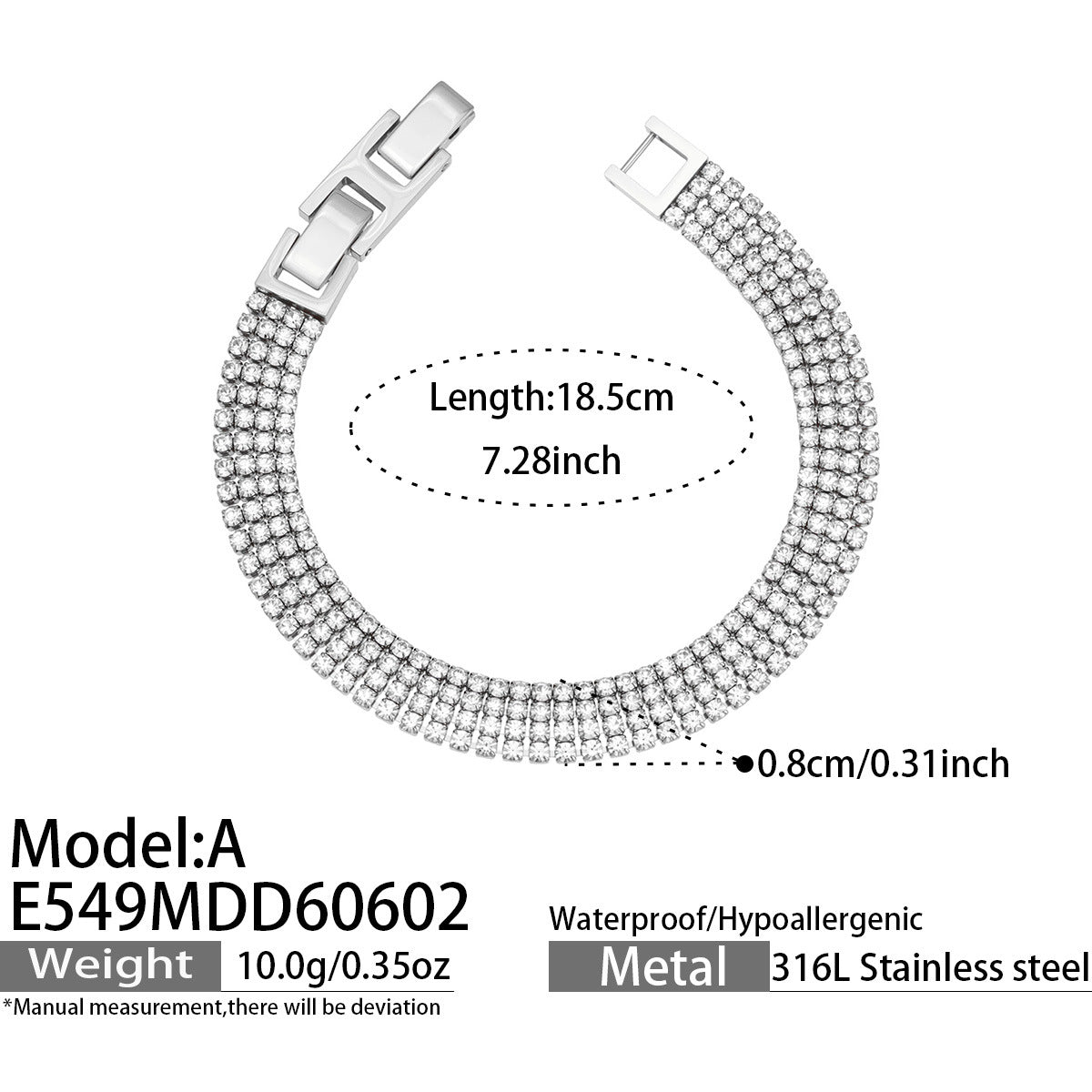 18K Gold-Plated Cubic Zirconia Bracelet or Clasp