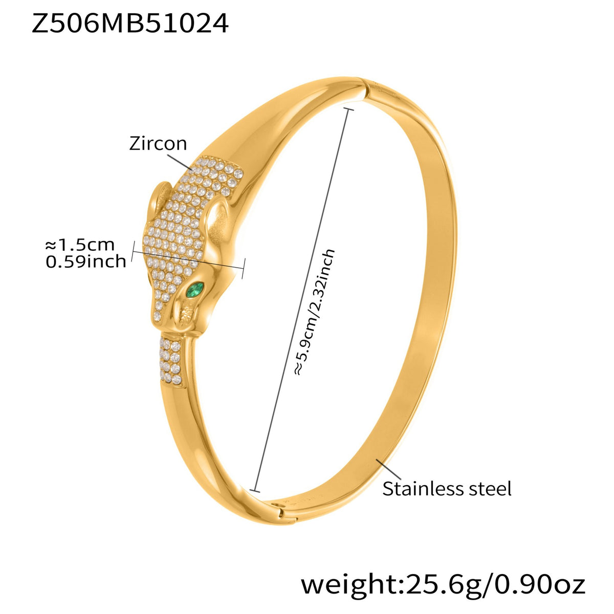 18K Gold-Plated Sculptural Animal Motif Bangle