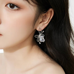 Daphne Textured Pavé Bow Stud Earrings