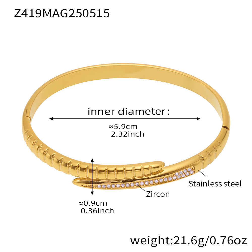 Open Cubic Zirconia Accent Bangle Bracelet