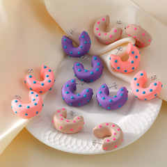 Polka Dot Resin C-Hoop Earrings