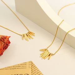 Geometric Bar Fringe Pendant Necklace