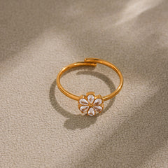 Cubic Zirconia Flower Open Ring