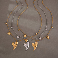 18K Gold-Plated Long Heart Charm Necklace