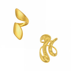 Gold-Tone Sculptural Stainless Steel Rings