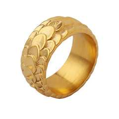 Gold-Tone Fish Scale Texture Band Ring