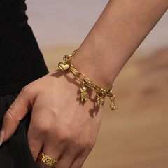 Bear, Bow and Heart Charm Bracelet or Pendant