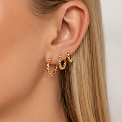 18K Gold-Plated Textured Huggie Hoop Earrings