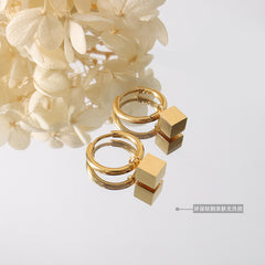 Square Tag Stainless Steel Hoop Earrings