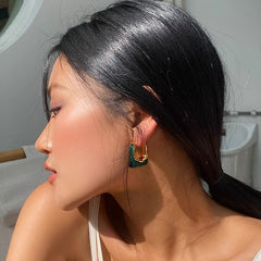 Daphne Resin Geometric Hoop Earrings