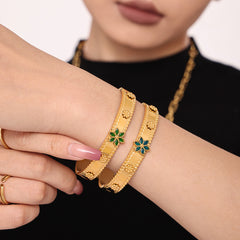 18K Gold-Plated Snowflake Stone-Accent Clasp Bracelet