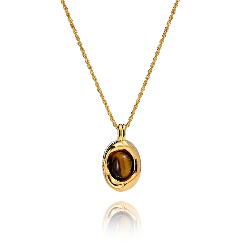 Daphne Organic Tiger-Eye Pendant Necklace