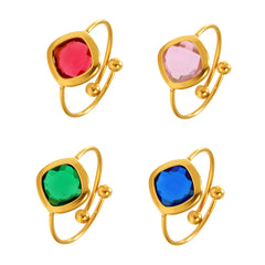 Colored Glass Geometric Open Ring