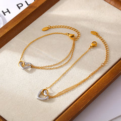 18K Gold-Plated Open Heart Bracelet or Two-Tone Necklace