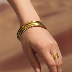 18K Gold-Plated 5 mm Rounded Bangle Bracelet