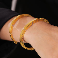 Gold-Tone Textured Open Cuff Bracelet