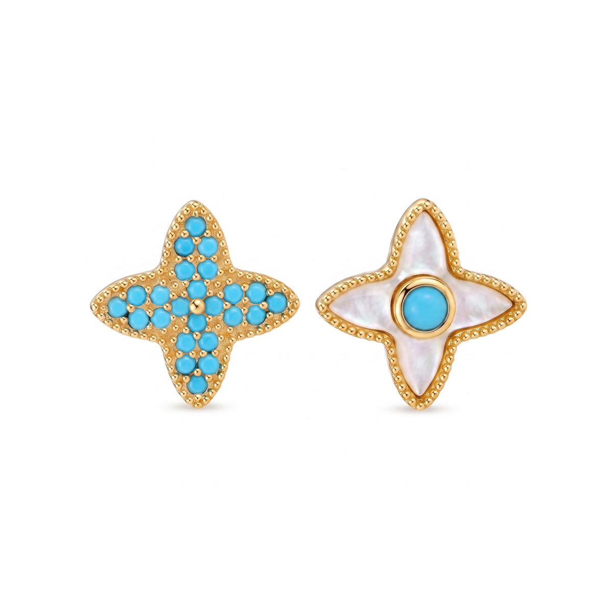 Marielle Vintage-Inspired Turquoise Clover Stud Earrings