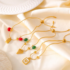 18K Gold-Plated Agate Charm Bracelet