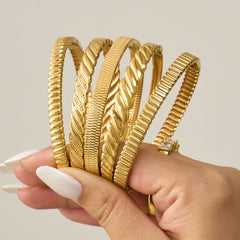18K Gold-Plated Textured Slim Bangle Designs
