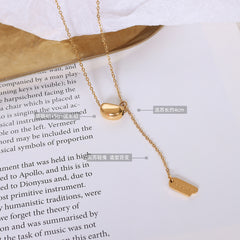 18K Gold-Plated LUCKY Tag Drop Necklace