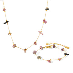 Natural Stone Chip Floral Necklace or Bracelet