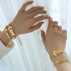 18K Gold-Plated Buckle Mesh Chain Bracelet