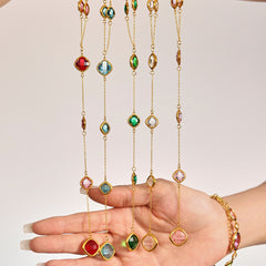 Faceted Glass Accent Long Necklace