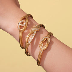 18K Gold-Plated Knot Detail Bangle Bracelet