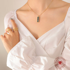 Black Acrylic Rectangle Tag Necklace