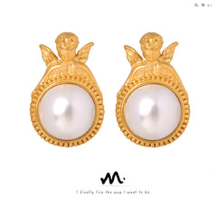 Cherub Pearl-Look Stud Earrings