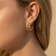 Twisted Knot Stud Hoop Earrings