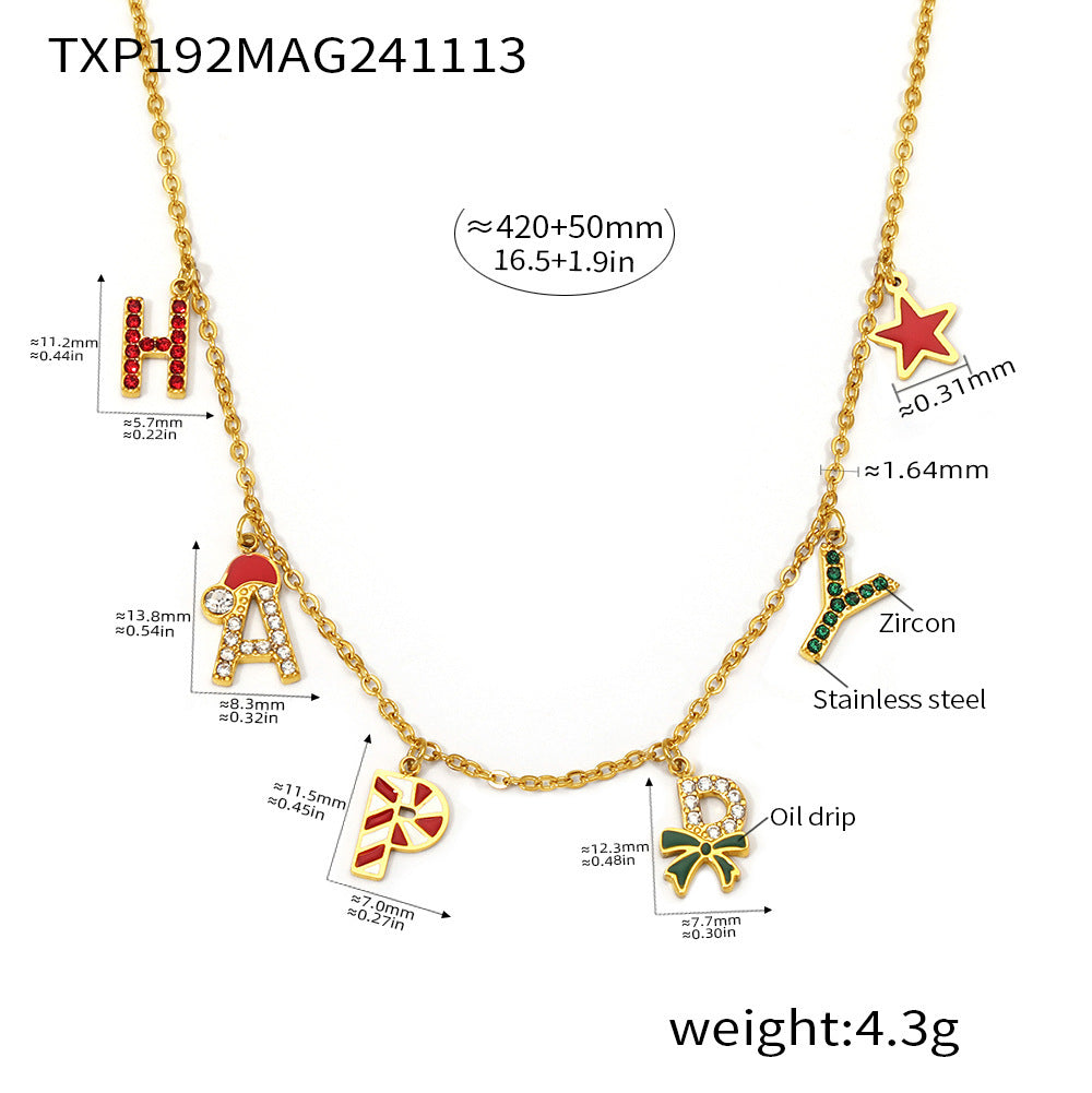 Enamel HAPPY Letter Charm Jewelry