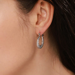 Textured Wheat Pattern Hoop Earrings