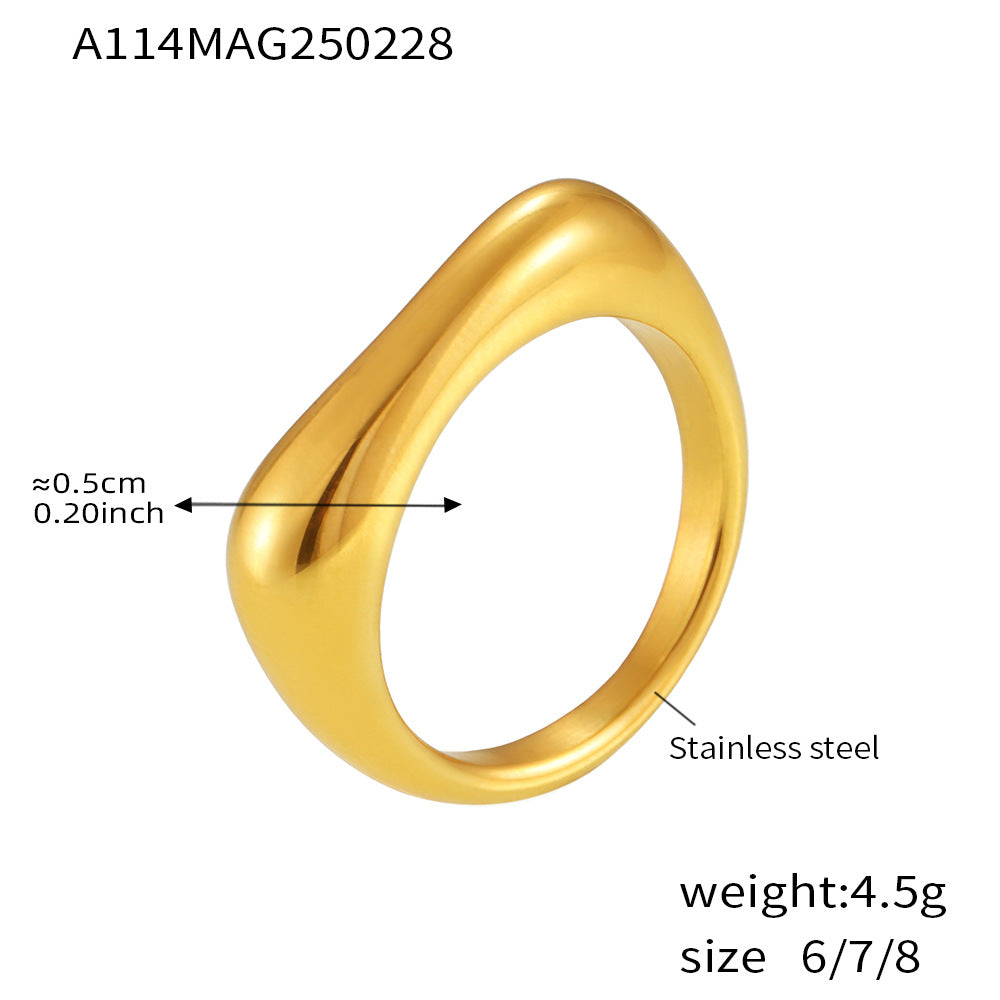 18K Gold-Plated Rectangular Stainless Steel Ring