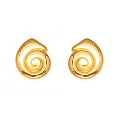 18K Gold-Plated Spiral Shell Stud Earrings