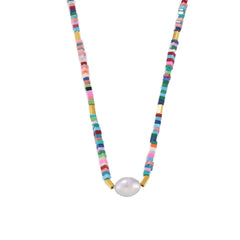 Multicolor Natural Stone & Shell-Pearl Necklace