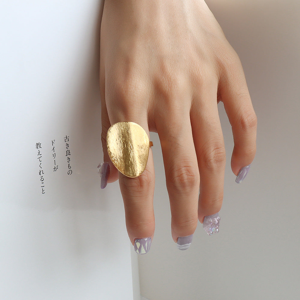 Brushed Sculptural Open Statement Ring