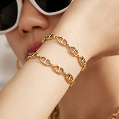 18K Gold-Plated Rectangular Link Necklace or Bracelet