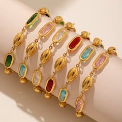 Faceted Oval Glass Link Bracelet