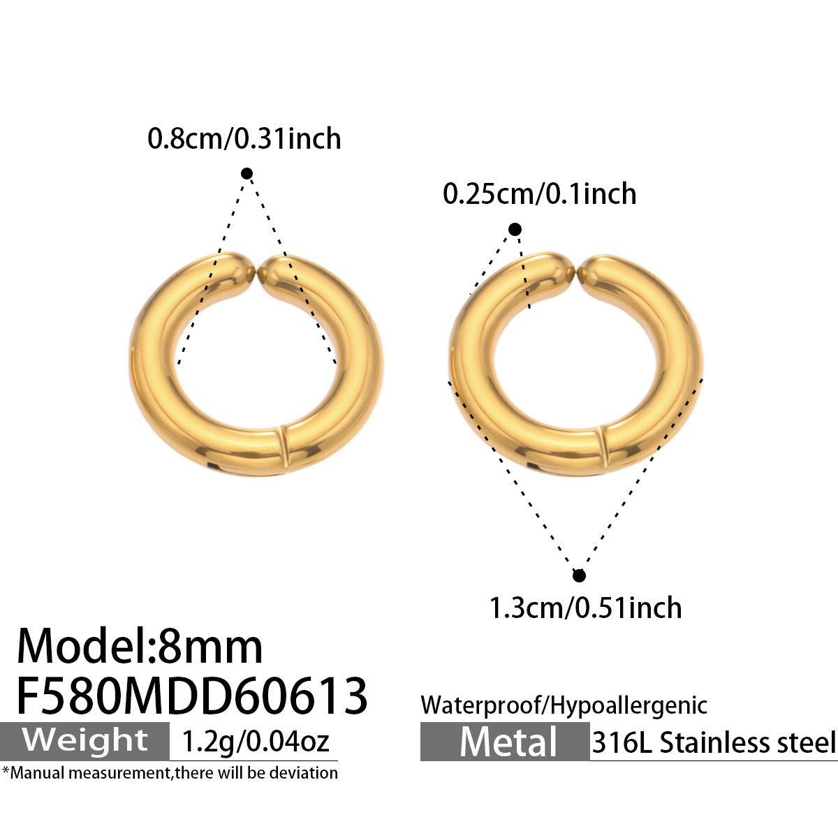 18K Gold-Plated Classic Huggie Hoop Earrings