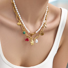 18K Gold-Plated Ocean Charm Necklace or Anklet