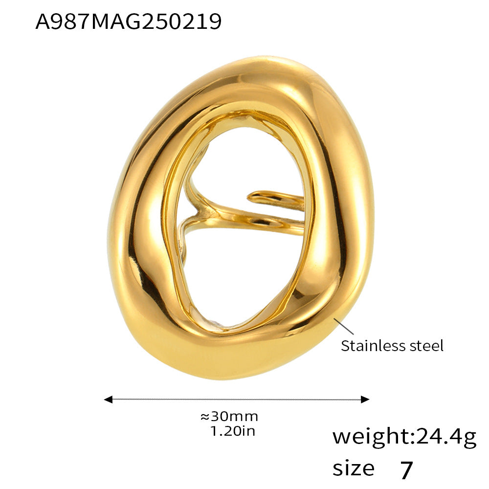 18K Gold-Plated Sculptural Ring & Tag Necklace