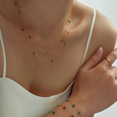 Fine Natural Stone Beaded Chain Necklace