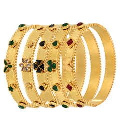 Snowflake or Three-Petal Stone-Accent Clasp Bracelet