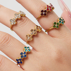 Color Four-Petal Cubic Zirconia Jewelry