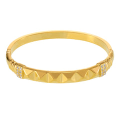 18K Gold-Plated Studded Cubic Zirconia Clasp Bracelet