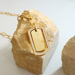 Sparkling Border Tag Long Necklace
