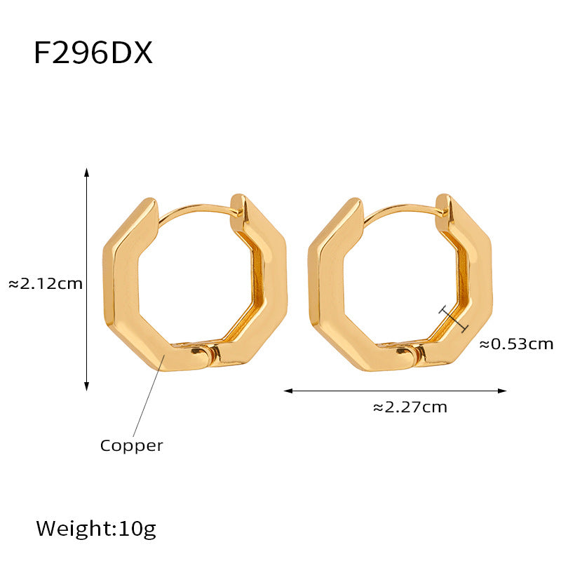 Octagonal Copper Hoop Earrings