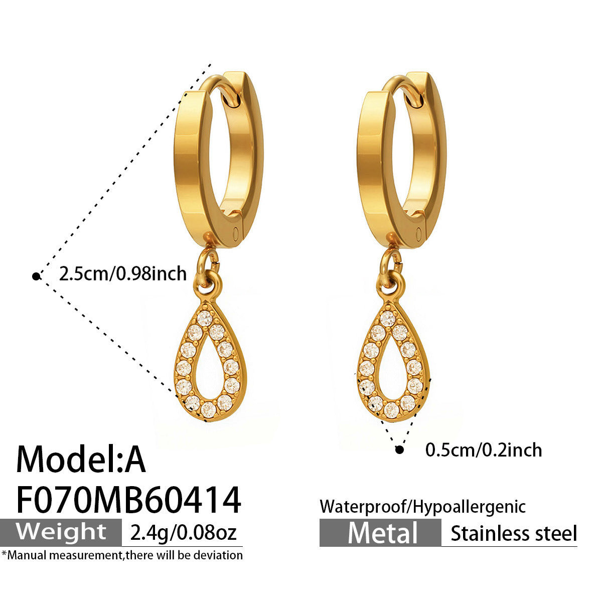 18K Gold-Plated Cubic Zirconia Teardrop Charm Earrings