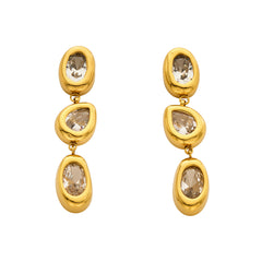 18K Gold-Plated Cubic Zirconia Triple Drop Earrings